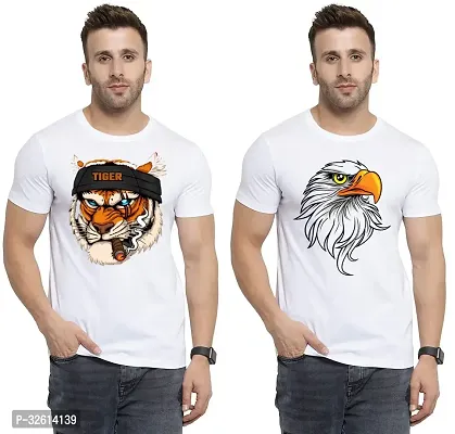 Reliable White Polycotton Printed T-Shirts For Men Pack Of 2-thumb0