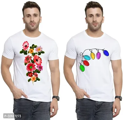 Stylish White Polycotton Round Neck T-Shirt For Men Pack Of 2-thumb0