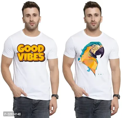 Reliable White Polycotton Printed T-Shirts For Men Pack Of 2-thumb0