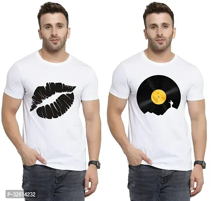 Reliable White Polycotton Printed T-Shirts For Men Pack Of 2-thumb0