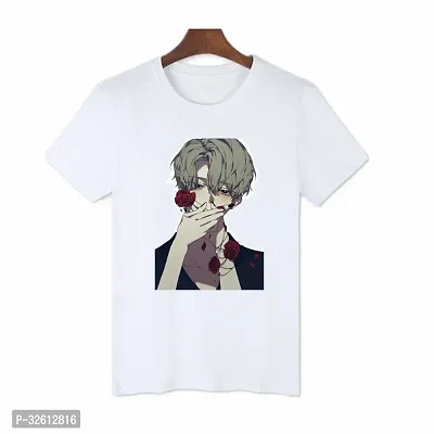 Stylish White Polycotton Printed Round Neck Tees For Men-thumb0