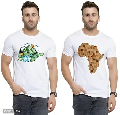 Reliable White Polycotton Printed T-Shirts For Men Pack Of 2-thumb0