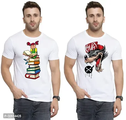 Reliable White Polycotton Printed T-Shirts For Men Pack Of 2-thumb0