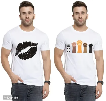 Reliable White Polycotton Printed T-Shirts For Men Pack Of 2-thumb0