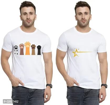 Stylish White Polycotton Round Neck T-Shirt For Men Pack Of 2-thumb0