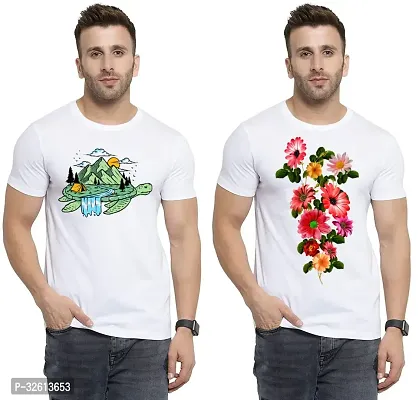 Reliable White Polycotton Printed T-Shirts For Men Pack Of 2-thumb0