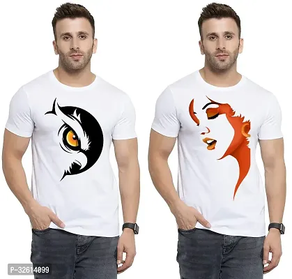 Reliable White Polycotton Printed T-Shirts For Men Pack Of 2-thumb0