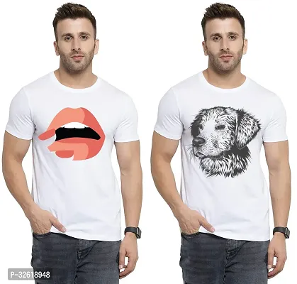 Reliable Polycotton Printed Round Neck Tees For Men Pack Of 2-thumb0