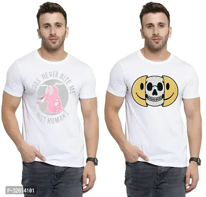 Reliable White Polycotton Printed T-Shirts For Men Pack Of 2-thumb0