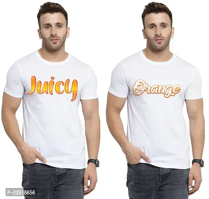 Reliable Polycotton Printed Round Neck Tees For Men Pack Of 2