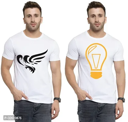 Reliable Polycotton Printed Round Neck Tees For Men Pack Of 2