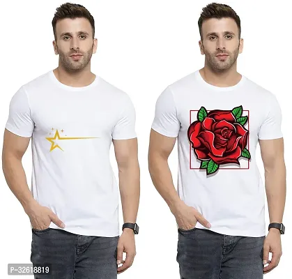 Reliable Polycotton Printed Round Neck Tees For Men Pack Of 2-thumb0