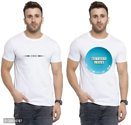 Reliable White Polycotton Printed T-Shirts For Men Pack Of 2-thumb0