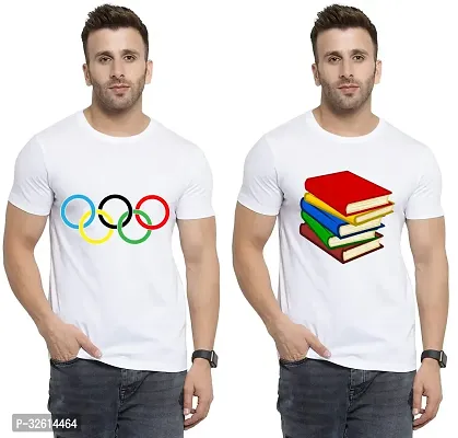 Reliable White Polycotton Printed T-Shirts For Men Pack Of 2