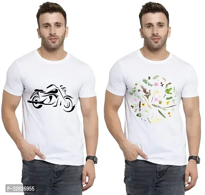 Stylish White Polycotton Round Neck T-Shirt For Men Pack Of 2-thumb0