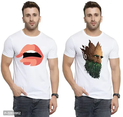 Reliable Polycotton Printed Round Neck Tees For Men Pack Of 2-thumb0