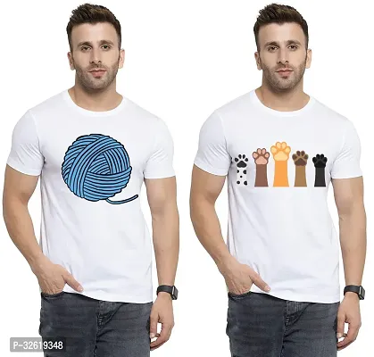 Reliable Polycotton Printed Round Neck Tees For Men Pack Of 2-thumb0