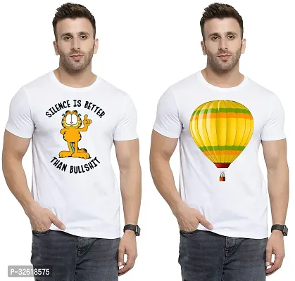 Reliable Polycotton Printed Round Neck Tees For Men Pack Of 2-thumb0