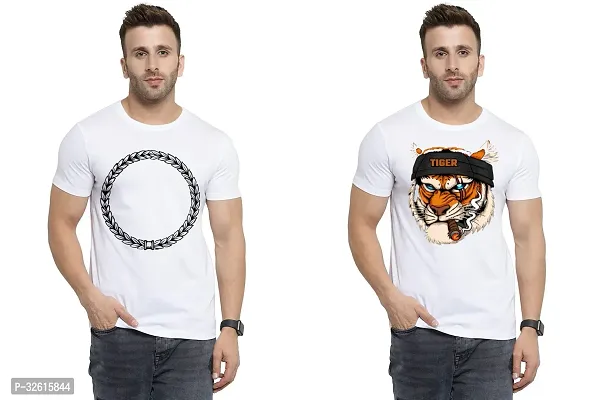 Comfortable White Polycotton Tees For Men Pack Of 2