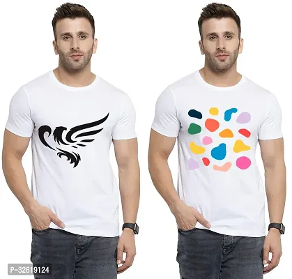 Reliable Polycotton Printed Round Neck Tees For Men Pack Of 2-thumb0