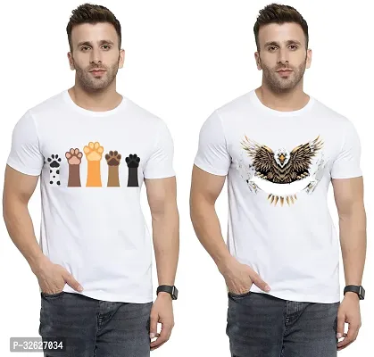 Stylish White Polycotton Round Neck T-Shirt For Men Pack Of 2-thumb0