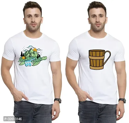 Reliable White Polycotton Printed T-Shirts For Men Pack Of 2-thumb0