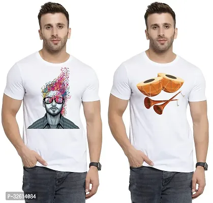 Reliable White Polycotton Printed T-Shirts For Men Pack Of 2