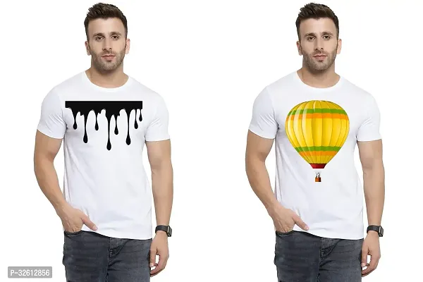 Reliable White Polycotton Printed T-Shirts For Men Pack Of 2-thumb0