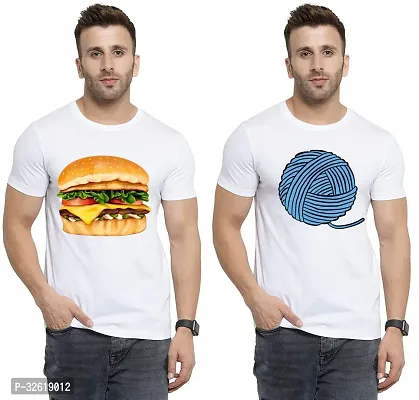 Reliable Polycotton Printed Round Neck Tees For Men Pack Of 2-thumb0