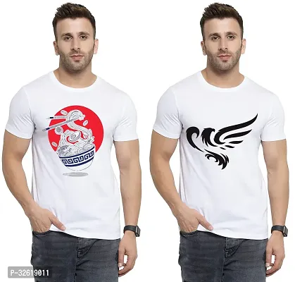 Reliable Polycotton Printed Round Neck Tees For Men Pack Of 2-thumb0