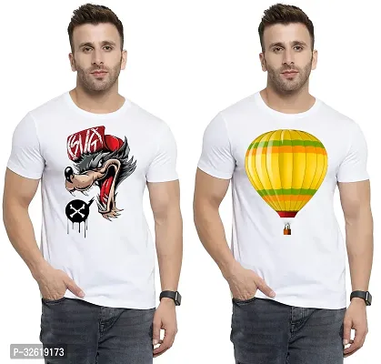 Reliable Polycotton Printed Round Neck Tees For Men Pack Of 2-thumb0