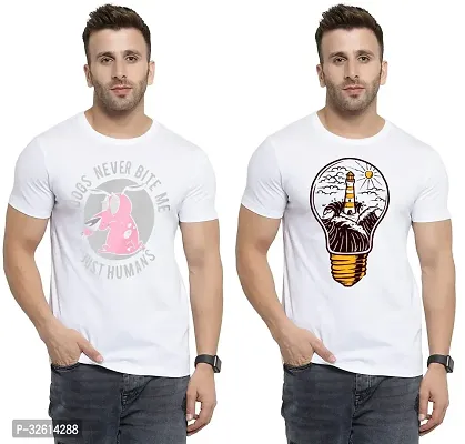 Reliable White Polycotton Printed T-Shirts For Men Pack Of 2-thumb0