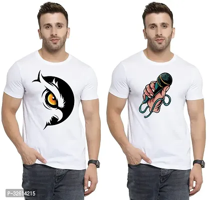 Reliable White Polycotton Printed T-Shirts For Men Pack Of 2-thumb0