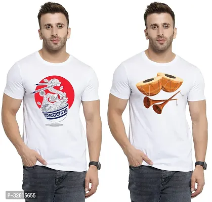 Comfortable White Polycotton Tees For Men Pack Of 2