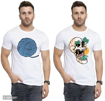 Reliable Polycotton Printed Round Neck Tees For Men Pack Of 2-thumb0