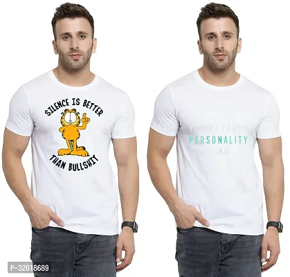 Reliable Polycotton Printed Round Neck Tees For Men Pack Of 2-thumb0