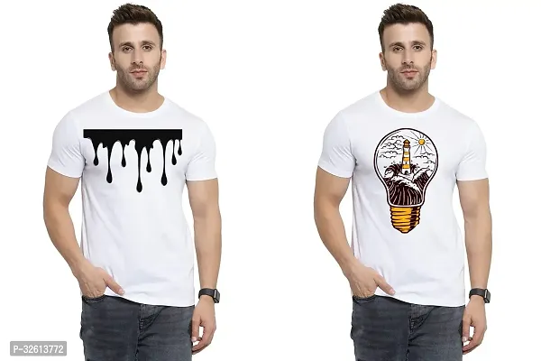 Reliable White Polycotton Printed T-Shirts For Men Pack Of 2-thumb0