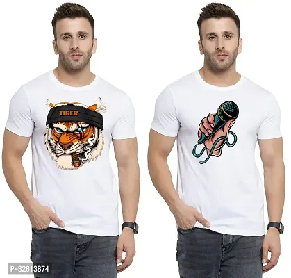 Reliable White Polycotton Printed T-Shirts For Men Pack Of 2-thumb0