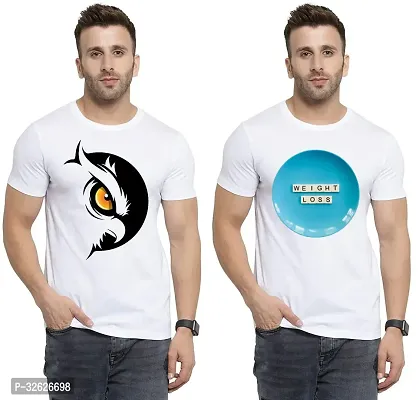 Stylish White Polycotton Round Neck T-Shirt For Men Pack Of 2