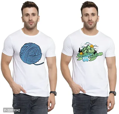 Reliable Polycotton Printed Round Neck Tees For Men Pack Of 2-thumb0