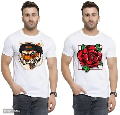 Reliable White Polycotton Printed T-Shirts For Men Pack Of 2-thumb0