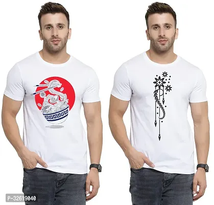 Reliable Polycotton Printed Round Neck Tees For Men Pack Of 2-thumb0