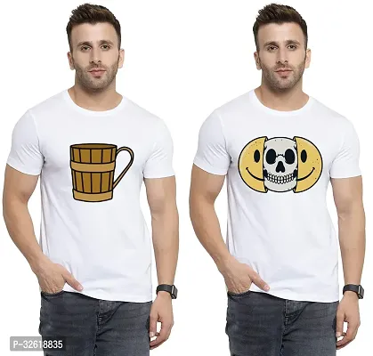 Reliable Polycotton Printed Round Neck Tees For Men Pack Of 2-thumb0