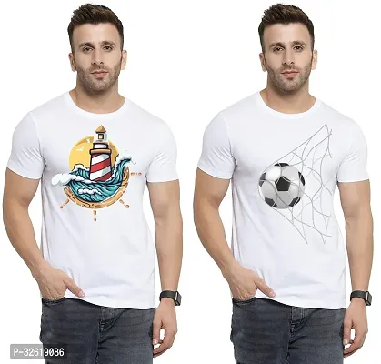 Reliable Polycotton Printed Round Neck Tees For Men Pack Of 2-thumb0