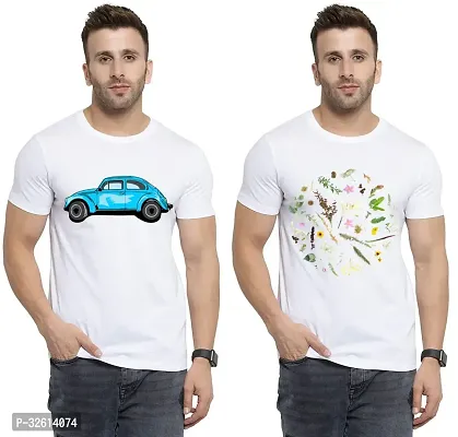 Reliable White Polycotton Printed T-Shirts For Men Pack Of 2-thumb0