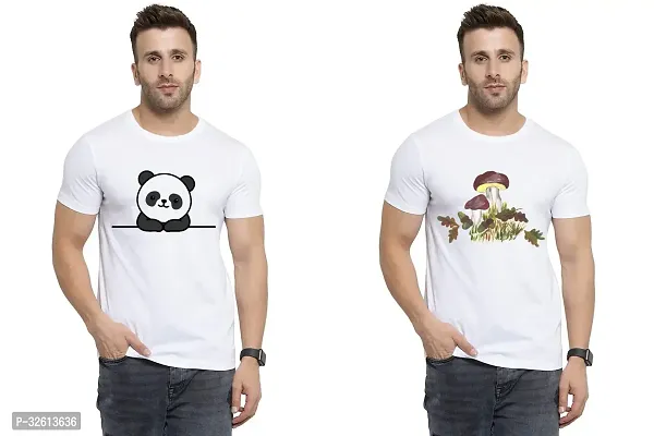 Reliable White Polycotton Printed T-Shirts For Men Pack Of 2