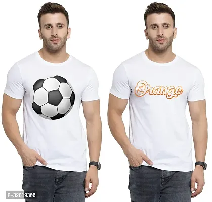 Reliable Polycotton Printed Round Neck Tees For Men Pack Of 2-thumb0