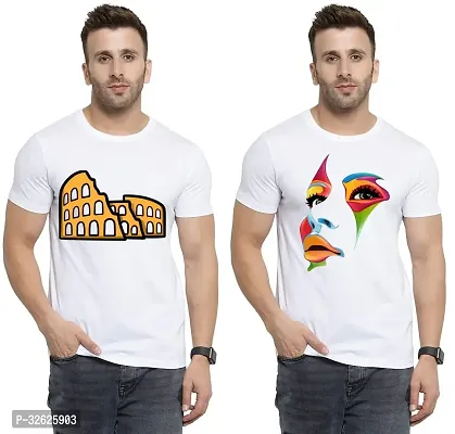 Stylish White Polycotton Round Neck T-Shirt For Men Pack Of 2