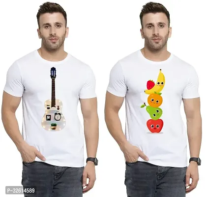 Reliable White Polycotton Printed T-Shirts For Men Pack Of 2