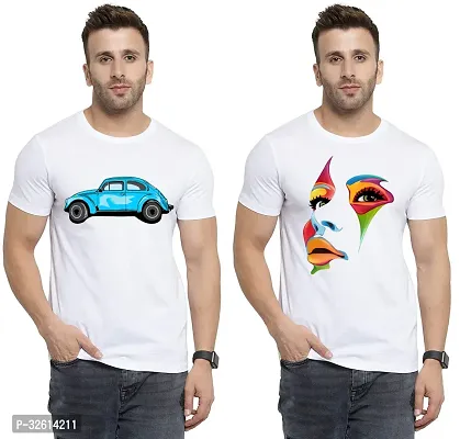 Reliable White Polycotton Printed T-Shirts For Men Pack Of 2-thumb0